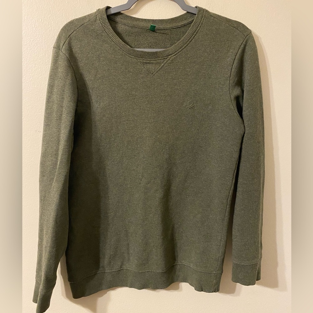 VTG 1990s Mens Unisex United Colors Of Benetton Logo Sweatshirt Sz Small Green